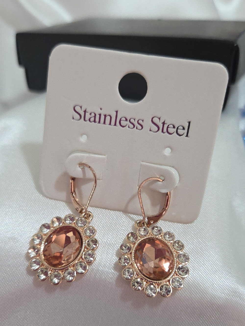 Monet Rose Gold Crystal Drop Earrings